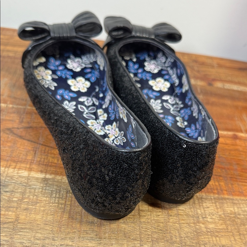 Tory Burch Black Sequin Bow Women's Shoes, Size 8.5 - Picture 4 of 7